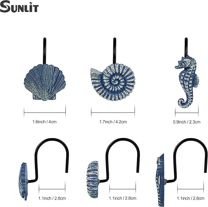 Sunlit Seashells Decorative Shower Curtain Hooks, Nautical Bathroom Decoration - Image 2