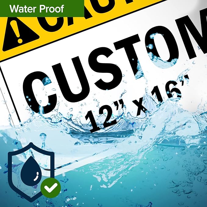 Custom Caution Sign, Ansi Sign, Osha Compliant, 12x16 Inches, Post Holes, Rust Free .040 Aluminum, Fade Resistant, Indoor/Outdoor Use, Made in USA by My Sign Center