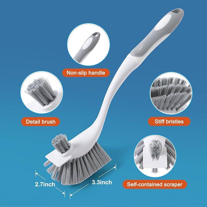 4 Pack Heavy-Duty Dish Scrub Brushes - Image 2