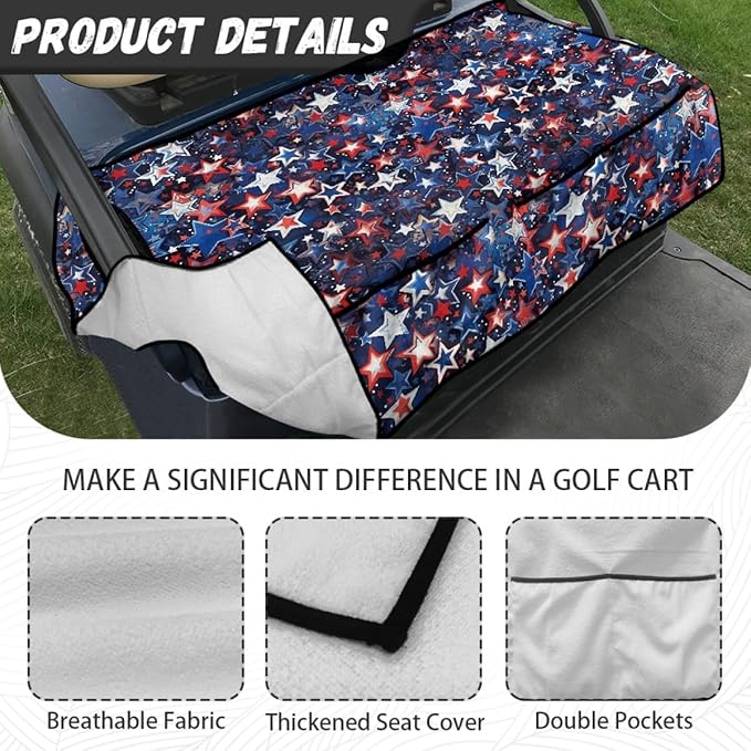 Golf Cart Seat Cushion Cover with Non-Slip Backing and Waterproof Protection, Designed for Golf Carts and Outdoor Utility Vehicles