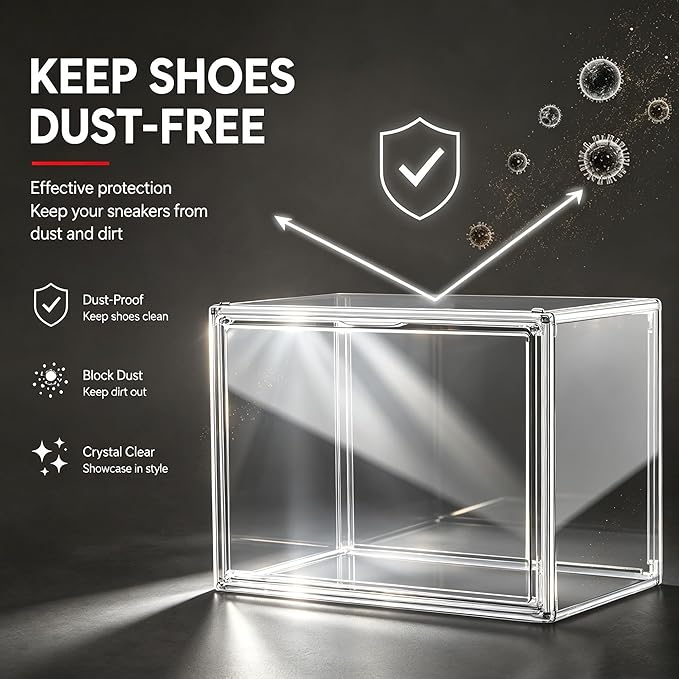 Clear High-Top Sneaker Storage Box, Acrylic Shoe Organizer 1 Pack - Image 5