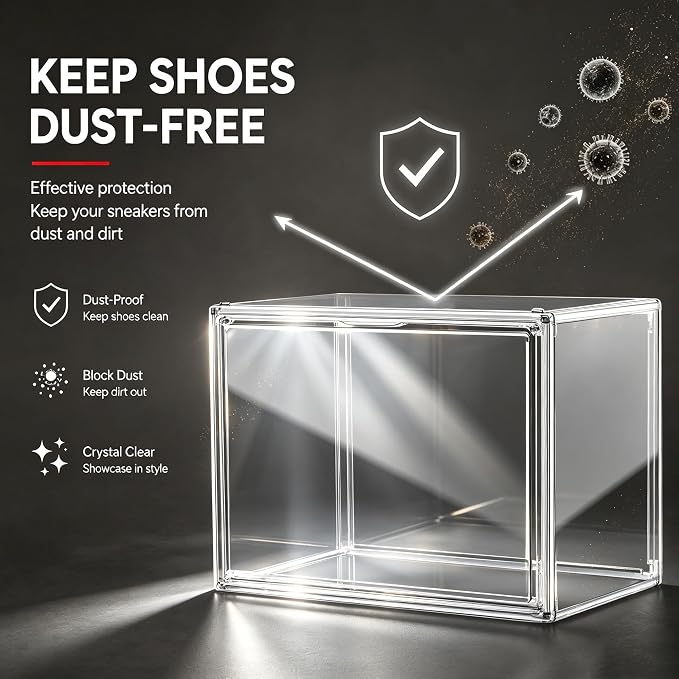 10 Pack Clear High-Top Sneaker Storage Box, Acrylic Shoe Organizer - Image 5