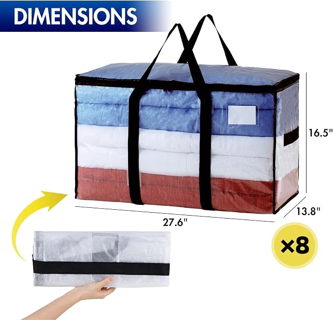 TAILI 8 Pack Clear Extra Large Moving Bags, Storage Bag - Image 3