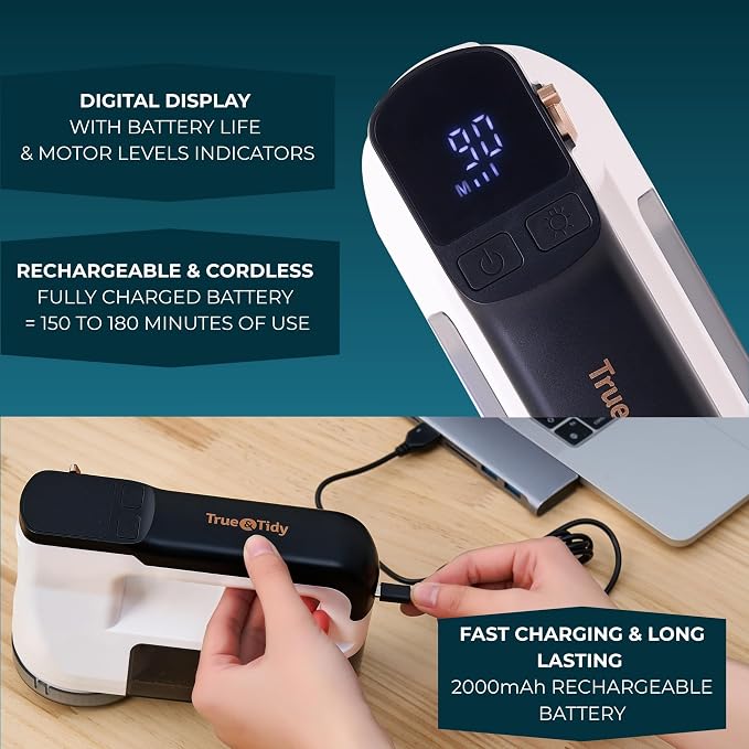 True & Tidy XL Rechargeable Fabric Shaver & Fuzz Remover w/Built-in Light - Image 6