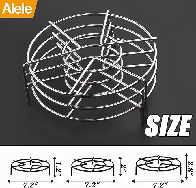 Alele Steam Rack 7Inch Trivet Stainless Steel Steaming Rack Electric Pressure Cooker steam Rack Stand for Instant Pot Pressure Cooker Food Heating 3Pack