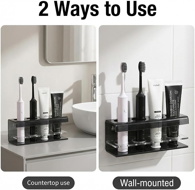Black 4 Slots Acrylic Electric Toothbrush Holders - Image 4