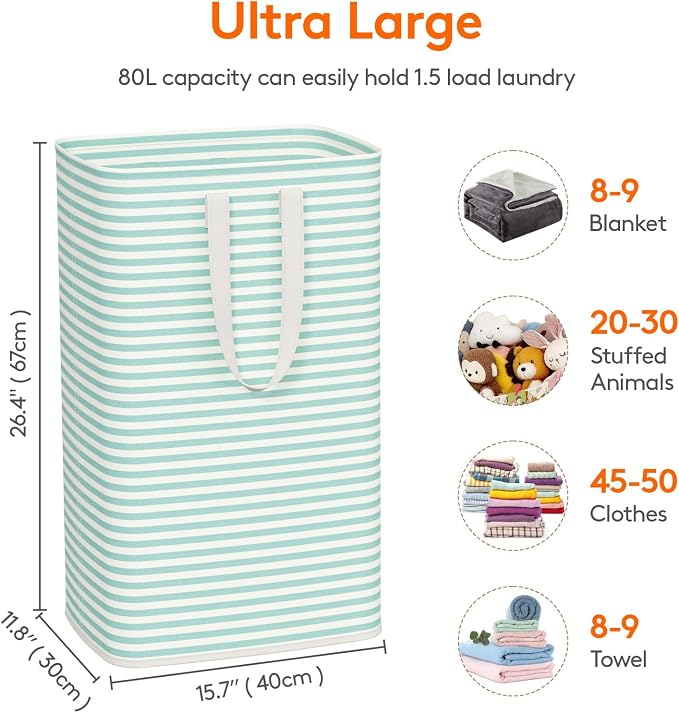 Lifewit 2 Pack Laundry Basket 80L Each, Collapsible Clothes Hamper - Image 3