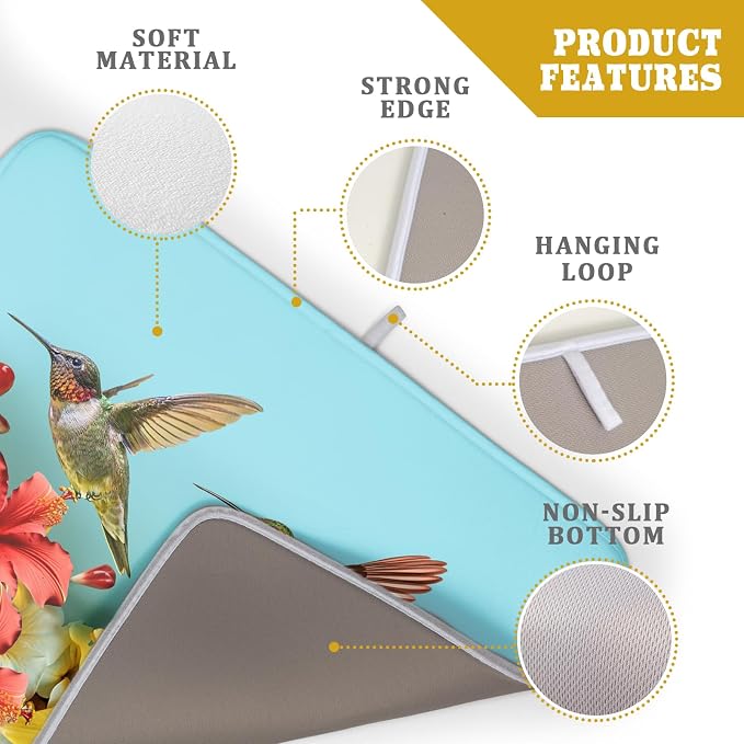 Kawani Hummingbirds Floral Dish Drying Mat - Image 4