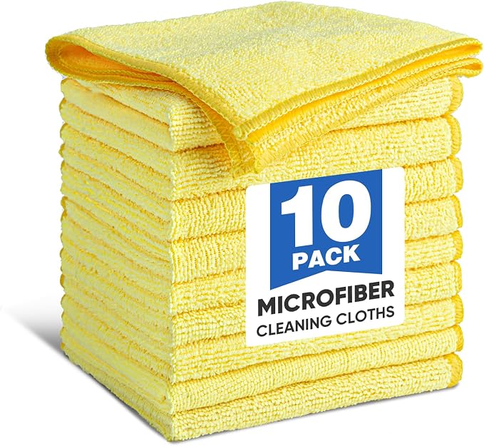 TEAWOO 10 PCS Yellow Microfiber Cleaning Cloths, Car Towels, Kitchen Towels by TEAWOO