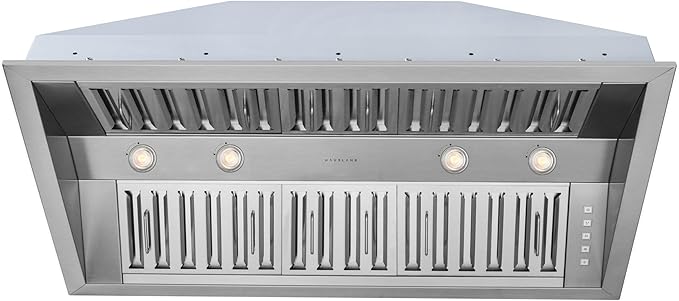 Hauslane Range Hood Insert 46 Inch Pro-Style - Stainless Steel Built-In Vent with 800 CFM Suction, Quiet Operation, LED Lights, 3-Speed Fan, 21" Deep, Ducted/Ductless Convertible for Insert Mount