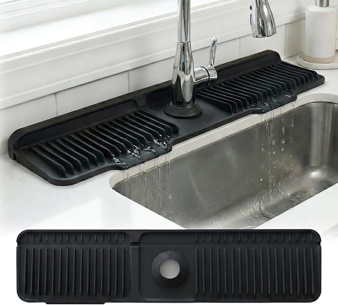 Silicone Faucet Mat for Kitchen Sink, fits kitchen & bathroom sinks; food-grade by Unknown