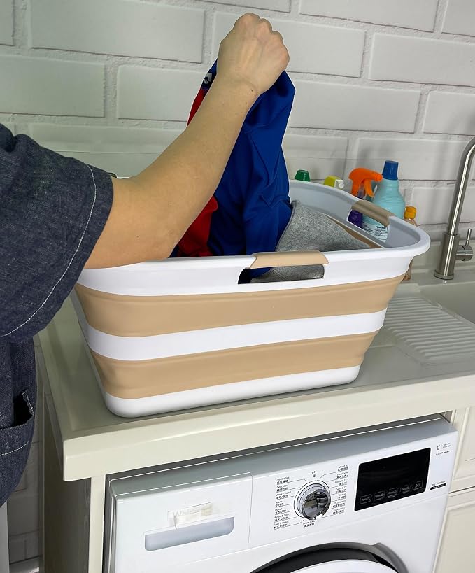 SAMMART 42 Collapsible Plastic Laundry Basket, Foldable Pop Up Storage - Image 4