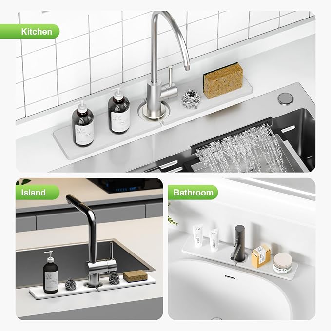 Premium Stone Faucet Mat for Kitchen Sink, Sink Splash Guard Tray for Prevents - Image 8