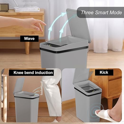 2 Pack - 2.5 Gallon Motion Sensor Bathroom Trash Can - Slim Smart Trash Can | - Image 2