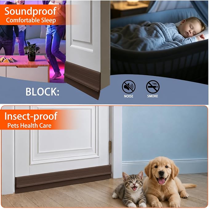 2Pc Total 72" Hard Door Draft Stopper, Door Sweep - Image 6