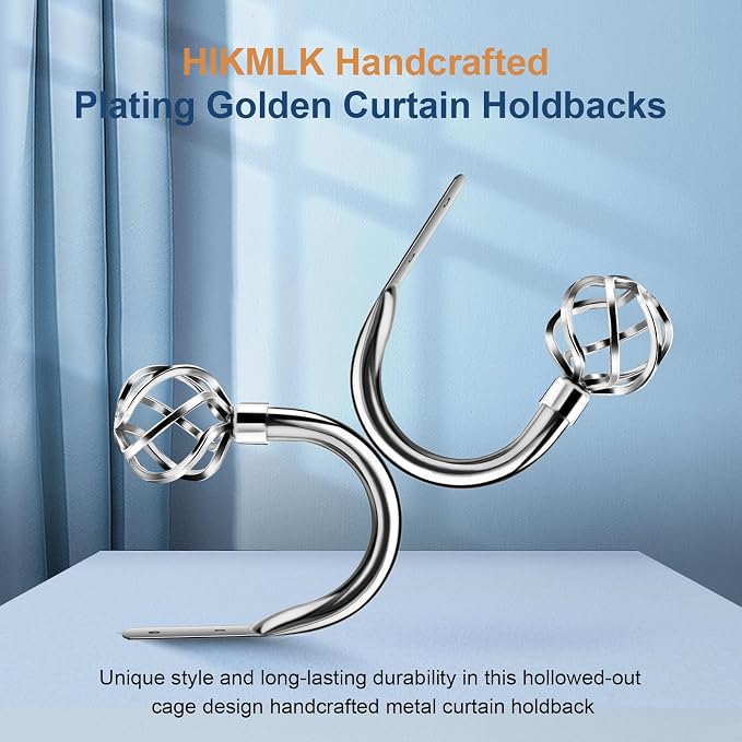 HIKMLK Handmade Metal Curtain Holdbacks 2pcs, Decoration Chrome Curtain Tie - Image 2
