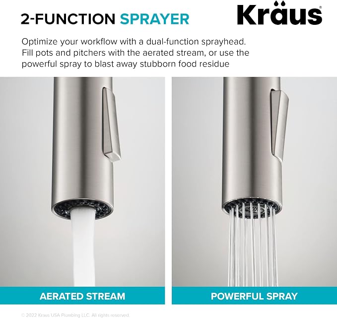 KRAUS Oletto High-Arc Single Handle Pull-Down Kitchen Sink Faucets in Brushed - Image 9