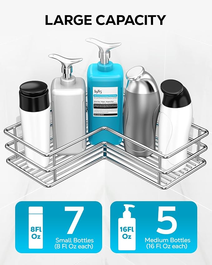 Nieifi Corner Shower Shelves, Adhesive Shower Caddy, Bathroom Organization - Image 4