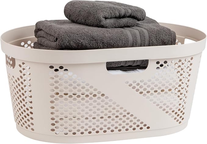 Mind Reader 40L Laundry Basket, Clothes Hamper, Premium Wicker Design by MindReader