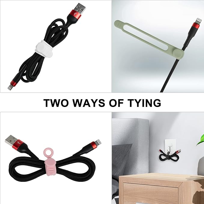 50Pcs Silicone Cable Ties, Cord Organizer Cable Management-Multi | Reusable - Image 4
