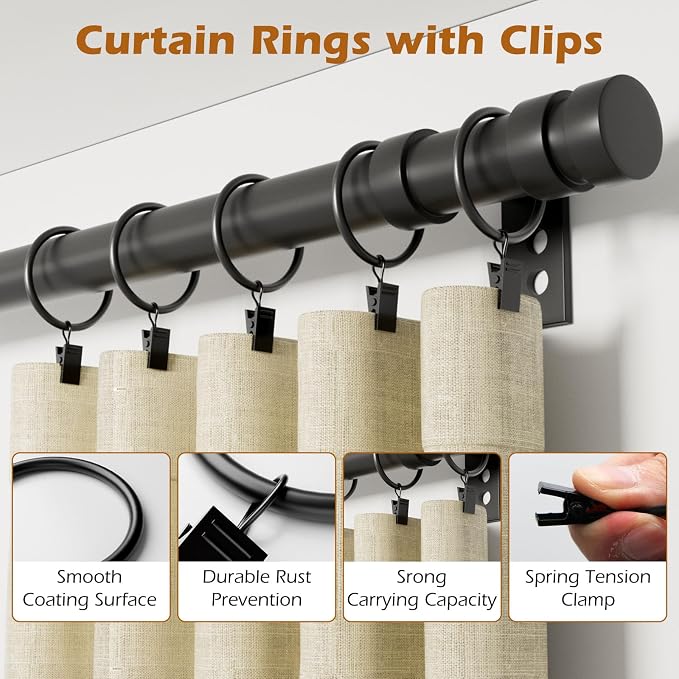 24 Pack Black Metal Curtain Rings - Image 3