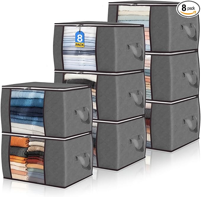 Pterying 8 Pack 16 Gallon Clothes and Blanket Storage Bags by Unknown