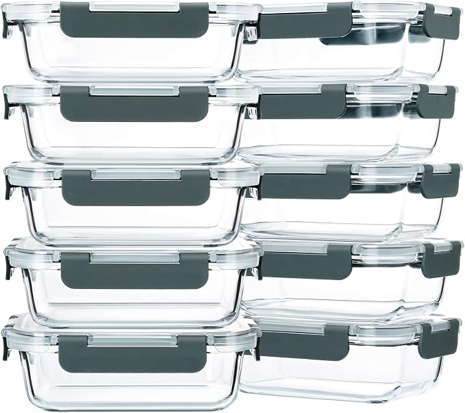 M MCIRCO 10 Pack, 22 oz Glass Food Storage Containers by MMCIRCO