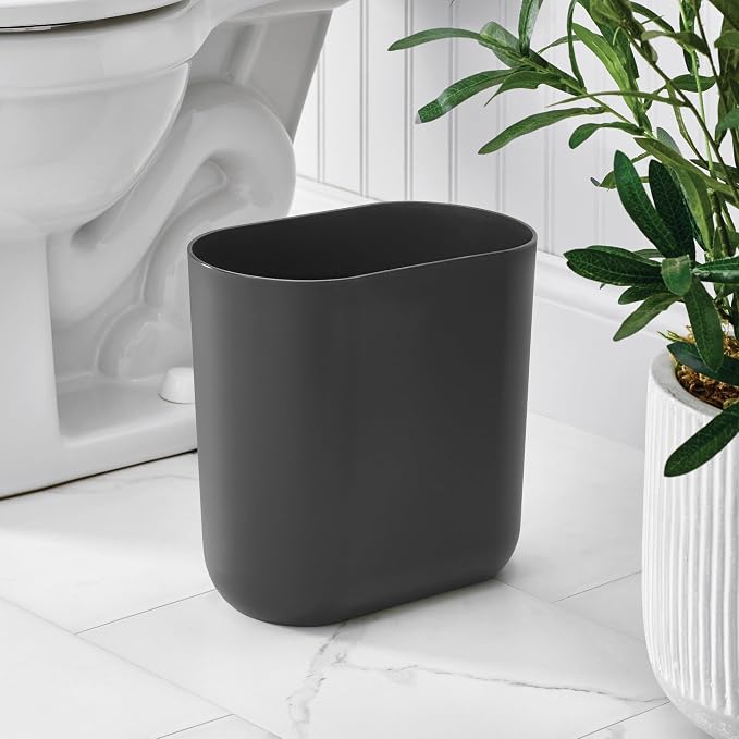 iDesign Small Slim Plastic Bathroom Trash Can - Image 3