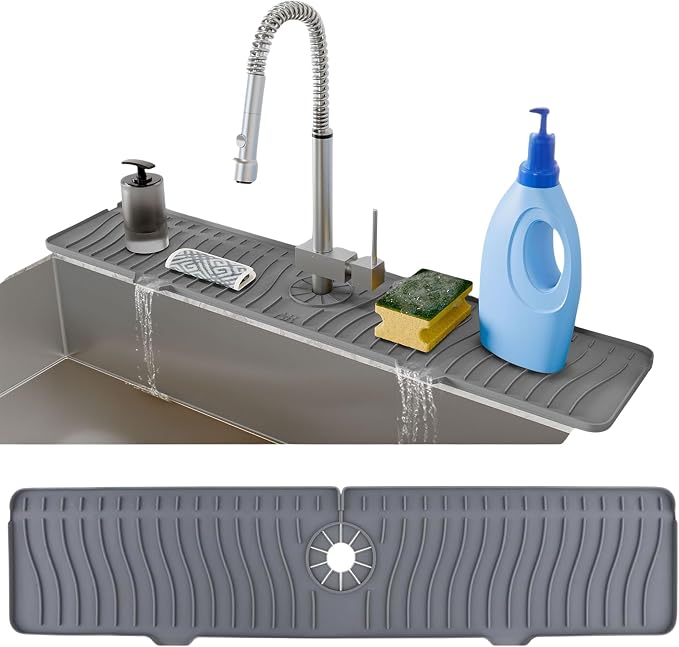 24 Inch Longer Faucet Mat for Kitchen Sink, Silicone Sink Faucet Mat Splash by AAROO