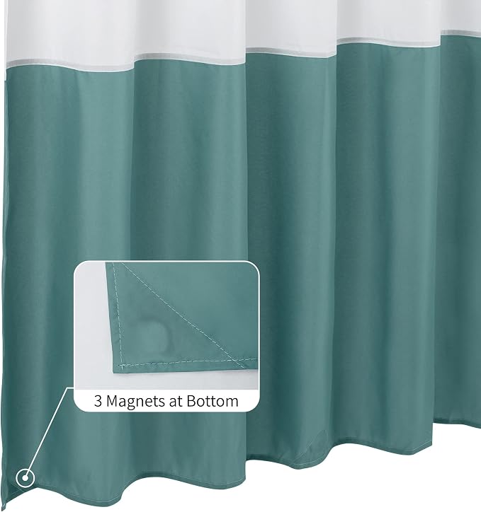 ALYVIA SPRING Waterproof Fabric Shower Curtain or Liner White/Teal - Image 2