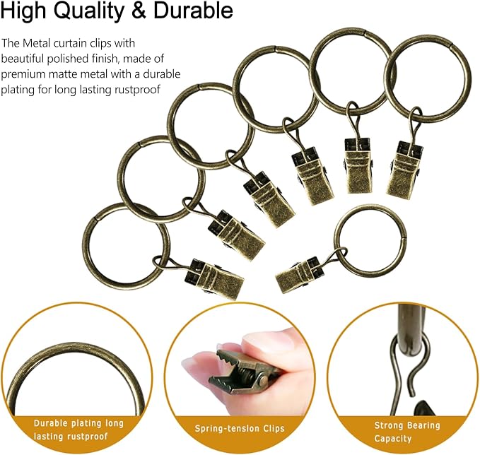 Lansian 100 Pack Curtain Rings - Image 2