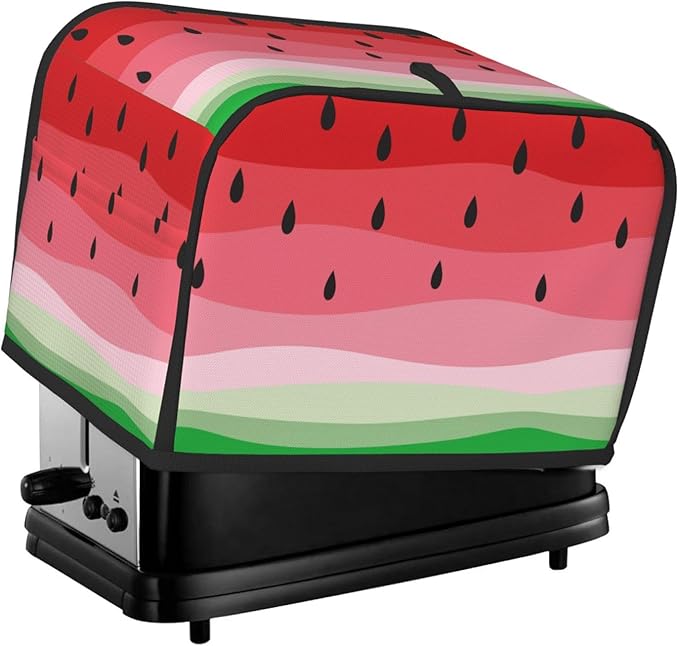 Cute Fruit Red Green Watermelon 2 Slice Toaster Cover, Waterproof Toaster Dust Cover Bread Maker Protective For Small Kitchen Appliance Dining Room Home Table Decor Gifts