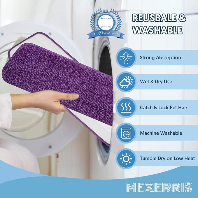 Washable Reusable Mop Pads for Swiffer PowerMop: Wet Mops Refills 7 Pack - Image 3