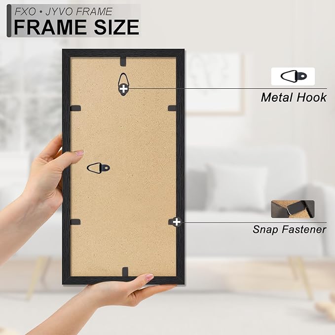 Engineered Wood 5x14 Picture Frame Set of 6, Black Frame for 5 x 14 Inch Picture Poster Photo, Light Weight 5 by 14 Frame with Wood-grain for Wall - 6 Pack/Black/5"x14"