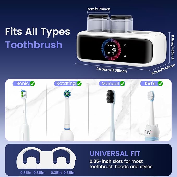 Toothbrush Holders for Bathrooms, UV Tooth Brush Holder Sanitizer & Drying | - Image 8