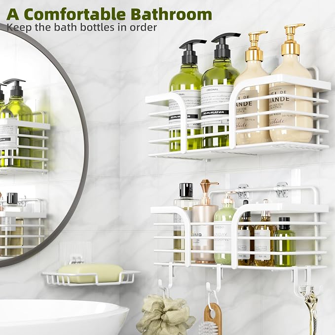 Yougai White Shower Caddy, Bathroom Organizers and Storage - Image 3