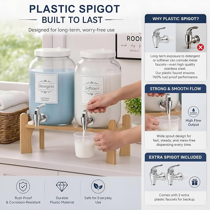 1 Gallon Glass Liquid Laundry Detergent Dispensers - Image 2