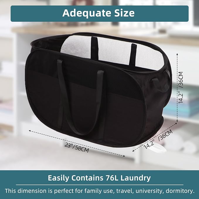 Collapsible Laundry Baskets, Tear Proof Pop Up Laundry Hamper - Image 4
