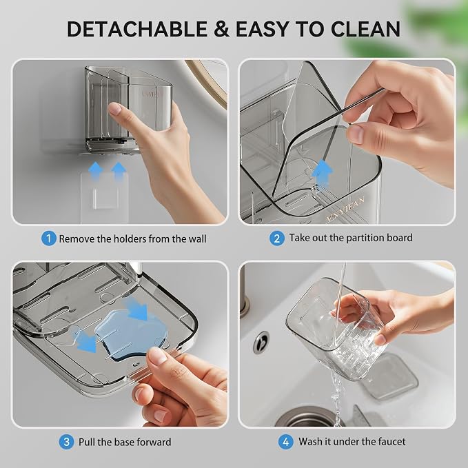 3 Slots Detachable Toothbrush Holders Wall Mounted - Image 9