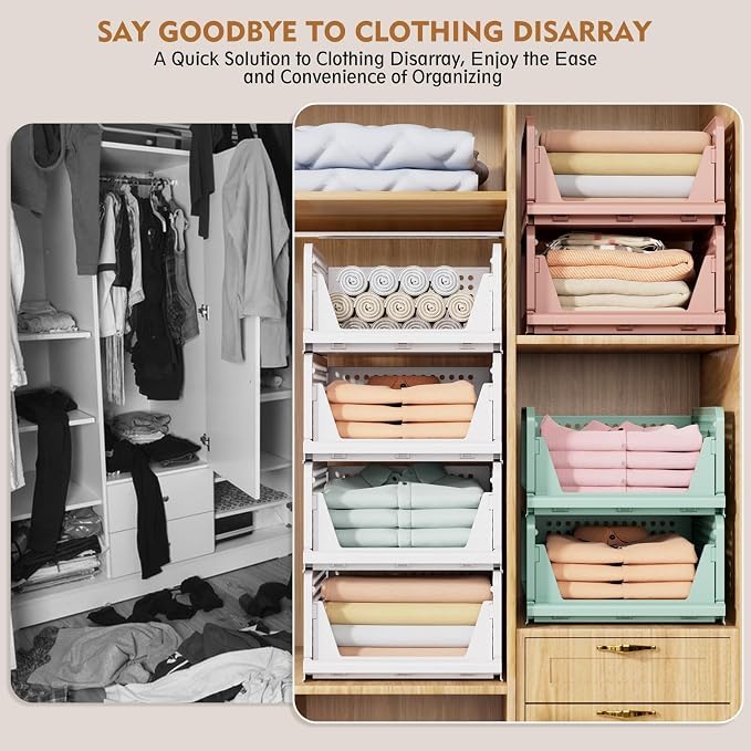 Upgraded Closet Organizers and Storage, Stackable Closet Organizer Basket - Image 8