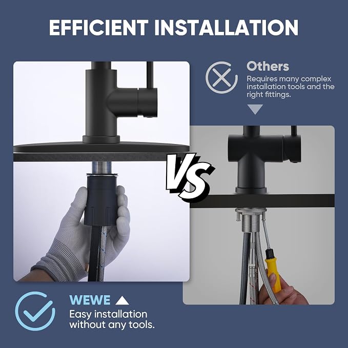 WEWE Matte Black Kitchen Faucet - Image 6