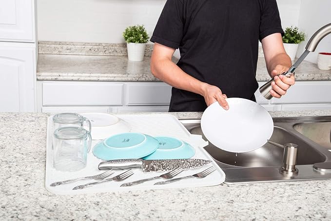 Silicone Dish Drying Mat with Built-in Drain Lip - Image 9