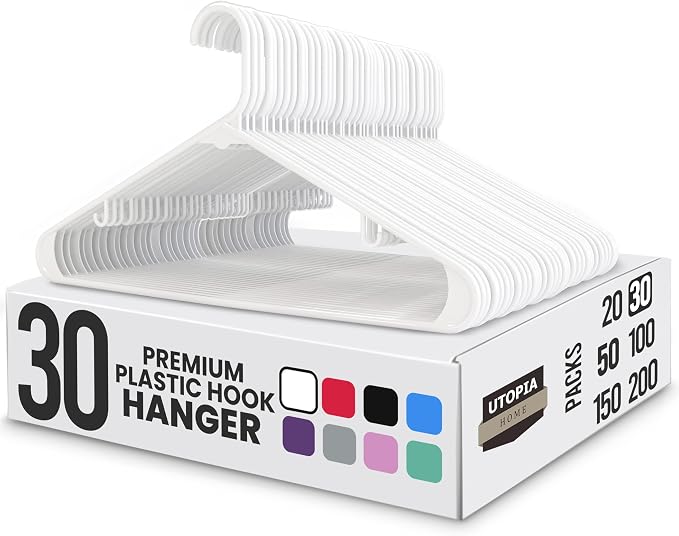 Utopia Home Plastic Hangers, 30 Pack | Space saving | Durable & strong | Closet by UTOPIAHOME
