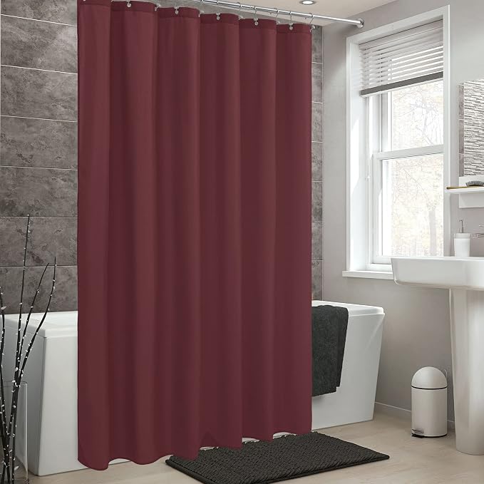 ALYVIA SPRING Waterproof Fabric Shower Curtain or Liner Burgundy Red - Image 6