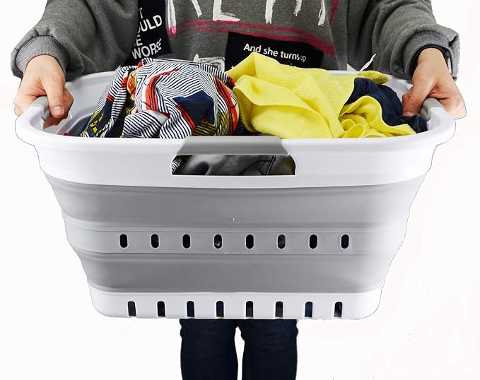 SAMMART 30L Collapsible 3 Handled Plastic Laundry Basket - Image 7