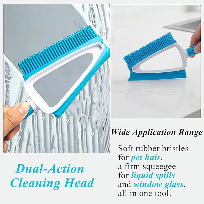 Pet Hair Rubber Brush with Mini Dustpan – Double Sided, Soft Rubber - Image 4