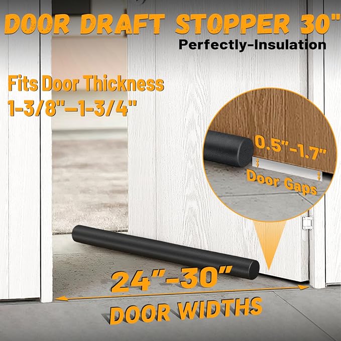 MAXTID Large Door Draft Stopper 30 Inch, Adjustable Double Sweep, Under Door - Image 4