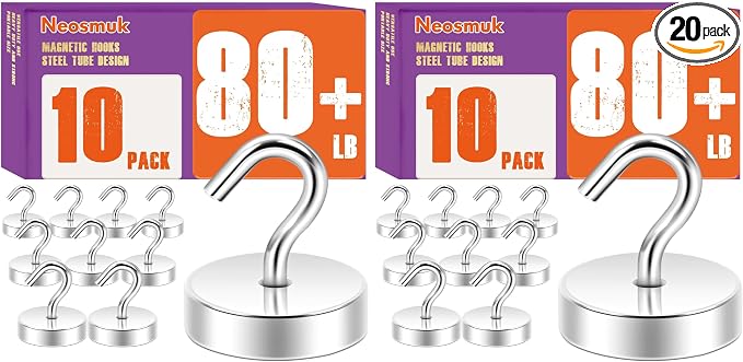 Neosmuk Magnetic Hooks, Cruise Ship Essentials, 80lb+ Heavy Duty Magnetic Hooks by Neosmuk