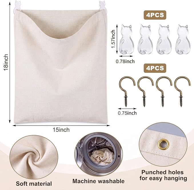 Reusable Dirty Rag Storage Linen Bag, Solid Color - Image 2