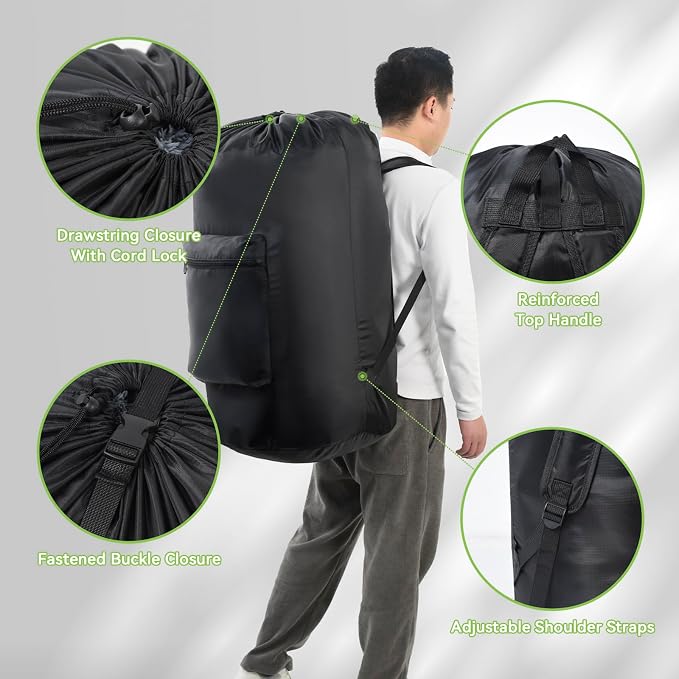 OTraki Large Laundry Backpack 100L Heavy Duty Travel Laundry Bags Hamper Bag - Image 3